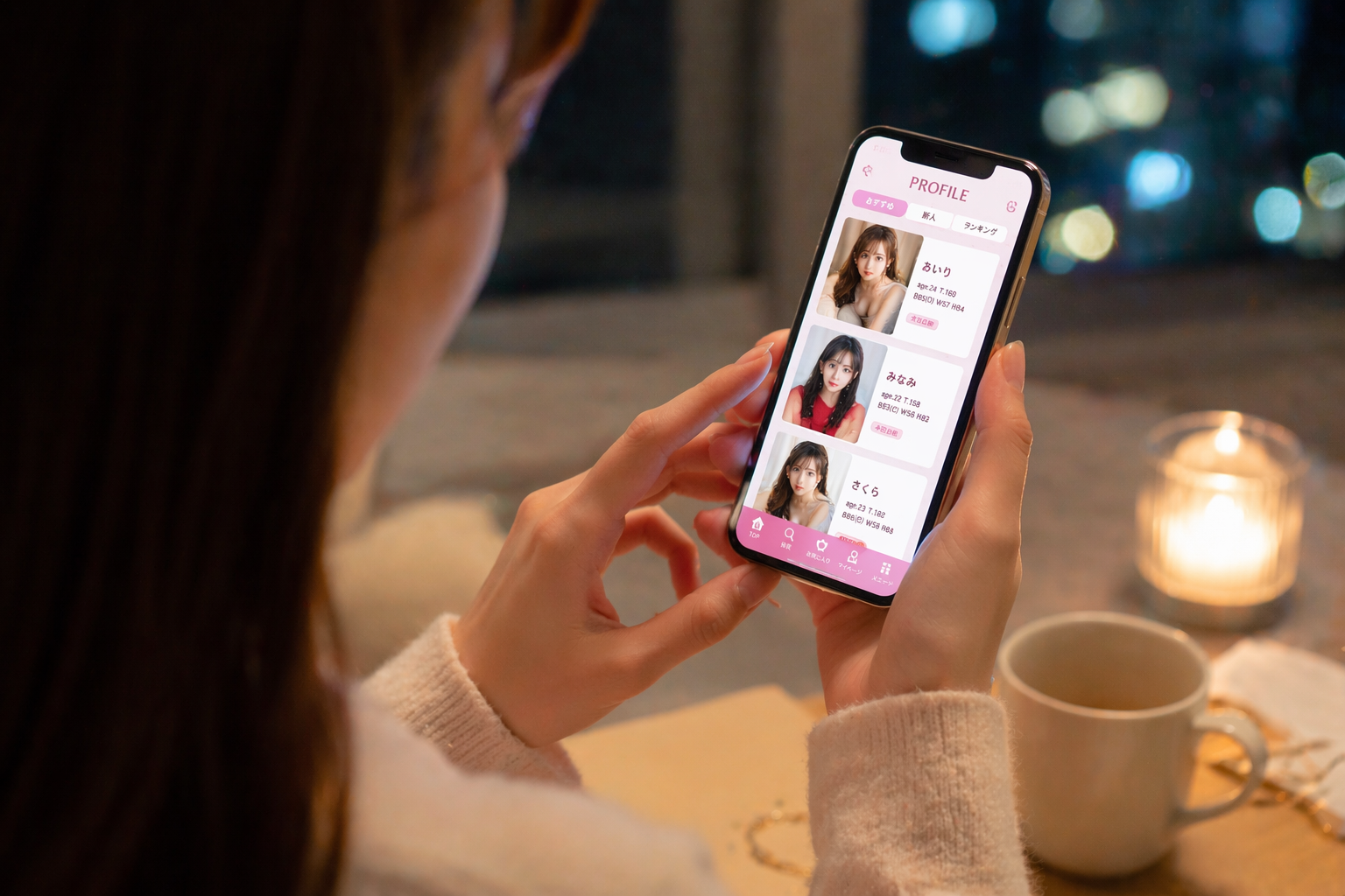 スマホでプロフィールを見るイメージ